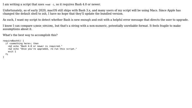 Unix & Linux: How can I detect Bash ＞=4.0? смотреть онлайн