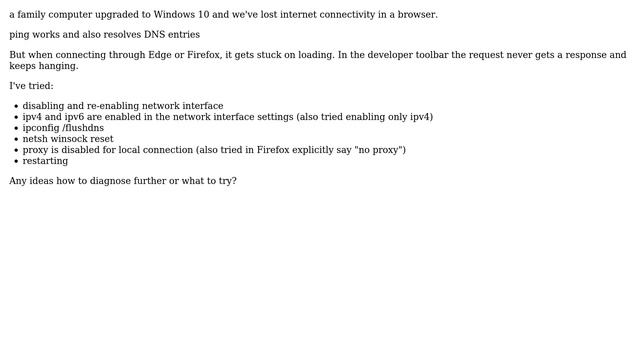 Cannot browse after Win 10 upgrade (ping works) (2 Solutions!!) смотреть онлайн