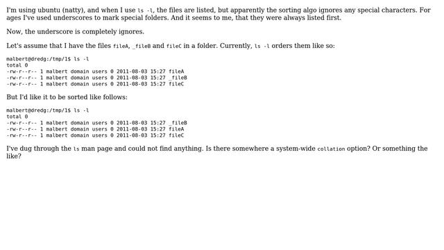 List files beginning with underscores first when using `ls -l` смотреть онлайн