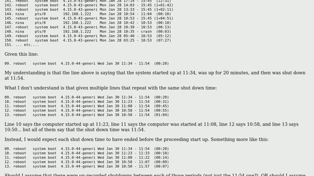 Unix & Linux: What causes multiple simultaneous shut down times in 'last' command output? смотреть онлайн