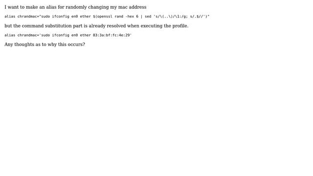 Unix & Linux: Command substitution in alias resolved in bash profile? смотреть онлайн
