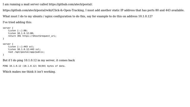 Add another static IP address that has ports 80 and 443 available linux nginx смотреть онлайн