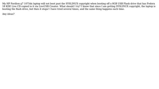 Unix & Linux: HP Pavilion laptop not booting Fedora 18 LiveUSB смотреть онлайн