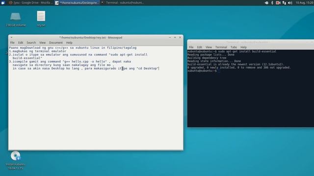 paano iinstall ang gnu c++/g++ sa Ubuntu Xfce -Tagalog смотреть онлайн