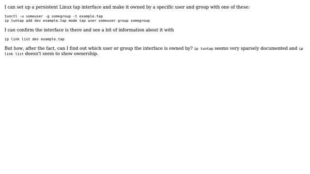 Unix & Linux: How can I find out the ownership of a tap interface? смотреть онлайн