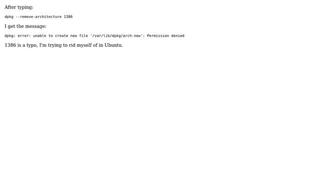 How to delete an architecture called "1386" (a typo) in Ubuntu? смотреть онлайн