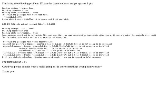 Unix & Linux: apt-get doesn't upgrade openssl on debian 7 смотреть онлайн