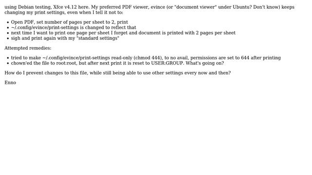 Unix & Linux: Evince / document viwer keeps changing my print settings (2 Solutions!!) смотреть онлайн