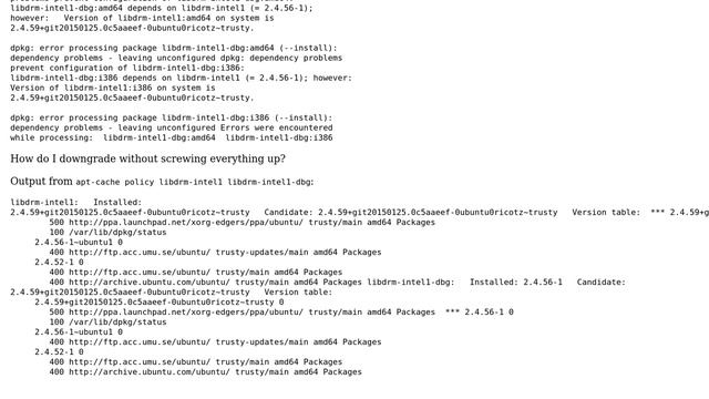 Ubuntu: How to downgrade libdrm-intel1? смотреть онлайн