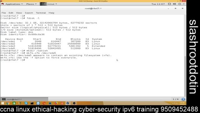 create and mount partition in RHEL7 смотреть онлайн