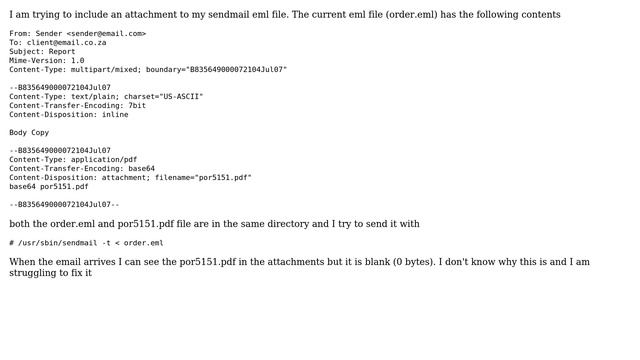 sendmail attachment is empty (2 Solutions!!) смотреть онлайн