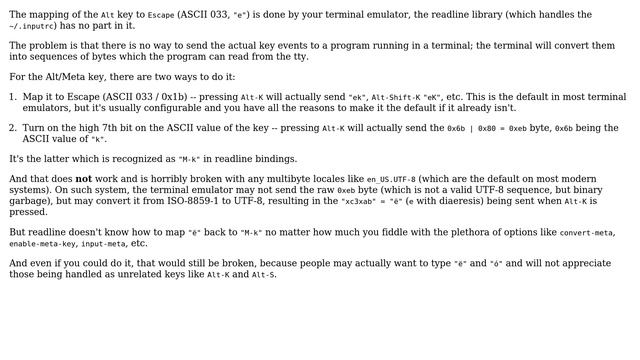 Unix & Linux: Where is actually documented, that "e" stands for the Alt key in .inputrc смотреть онлайн