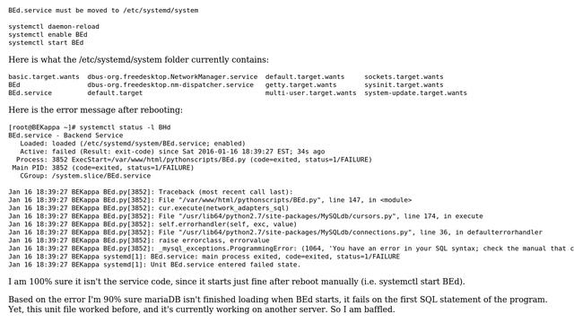 Unix & Linux: What is wrong with my systemd unit file? смотреть онлайн