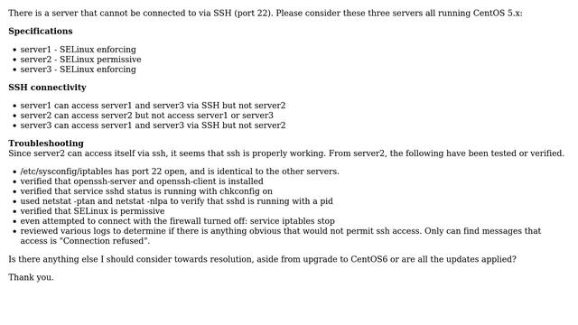 DevOps & SysAdmins: CentOS Linux: One server inaccessible via SSH, while others are (2 Solutions!!) смотреть онлайн