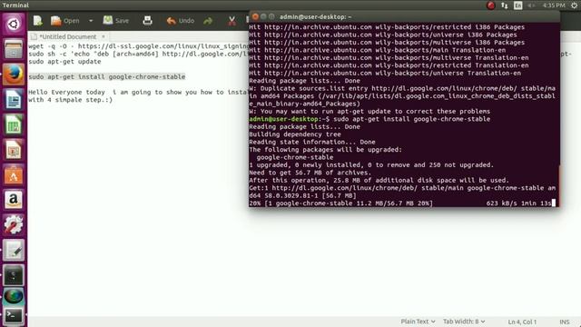 How to install chorme in Ubuntu 16.04 using Terminal. смотреть онлайн