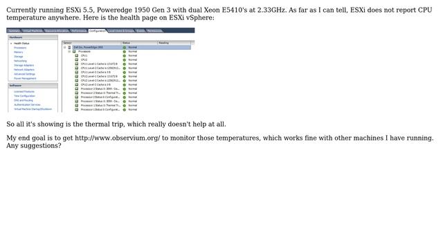 Can ESXi read CPU temperatures (and report them to Observium)? (Poweredge 1950 Gen 3) смотреть онлайн