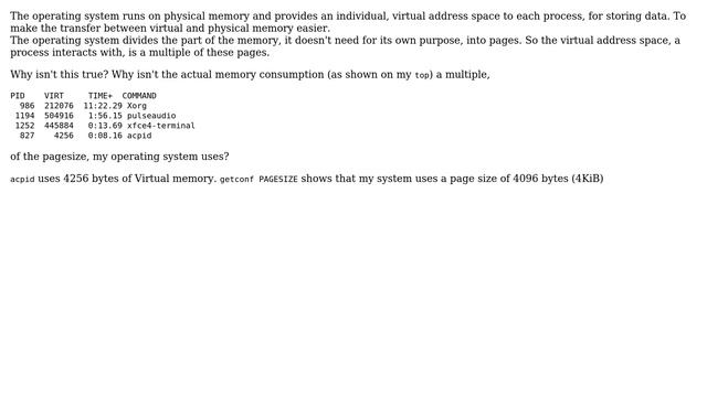 How can a process eat more/less virtual memory (according to top) then the page size makes... смотреть онлайн