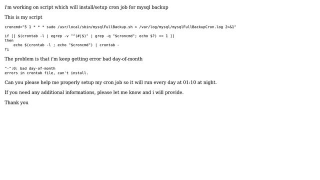 Ubuntu: Cron job bad day-of-month смотреть онлайн