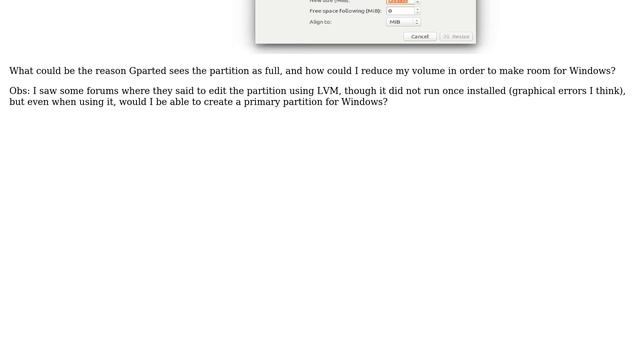 Ubuntu: Unable to shrink Ubuntu partition because it's full (when it actually isn't) смотреть онлайн