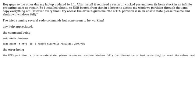 Ubuntu: Unable to access windows (error mounting/dev/sda4/media/ubuntu/windows) смотреть онлайн