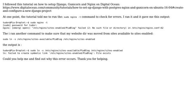 Unix & Linux: Error when trying to move directory from sites-available to sites-enabled nginx смотреть онлайн