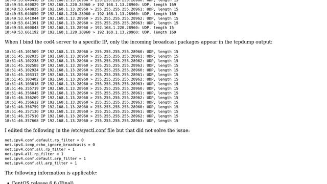 COD4 Linux game server doesn't send UDP packets as response to broadcast смотреть онлайн