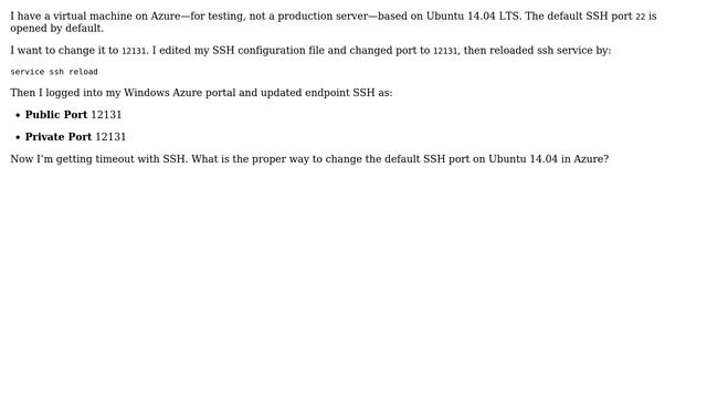 How to properly change SSH ports in Microsoft Azure? смотреть онлайн