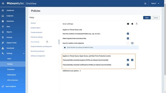 Configure Scan settings in Malwarebytes OneView смотреть онлайн