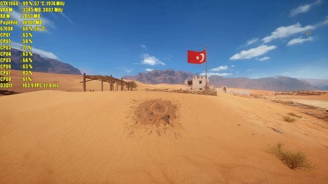 BATTLEFIELD 1 | SINAI DESERT 64P | GTX 1060 6GB | GPU MEMORY RESTRICTION ON VS OFF FRAMERATE TEST смотреть онлайн