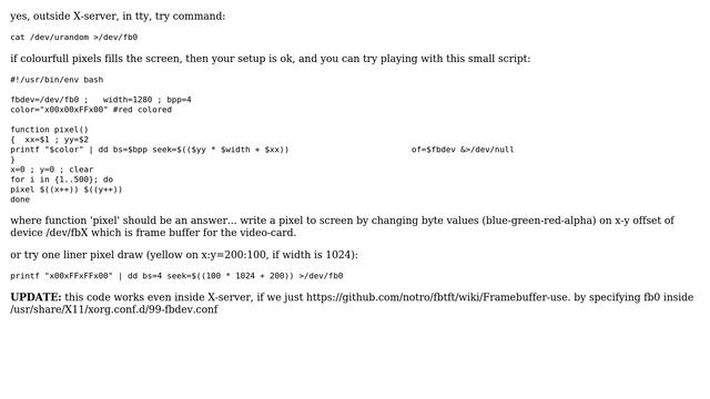Is it possible to access to the framebuffer in order to put a pixel on the screen from the... смотреть онлайн