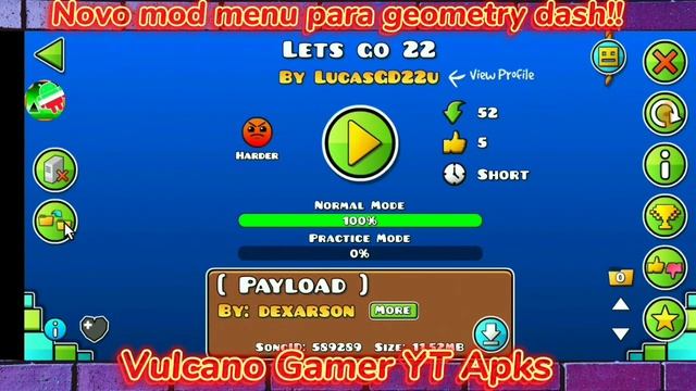 NOVO MOD MENU!!! Geometry dash 2.113 original!!! Seguro e melhor apk de todos, sem encurtador!! Vej смотреть онлайн