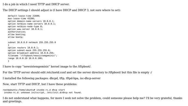 Ubuntu: How to fix DHCP and TFTP server? смотреть онлайн