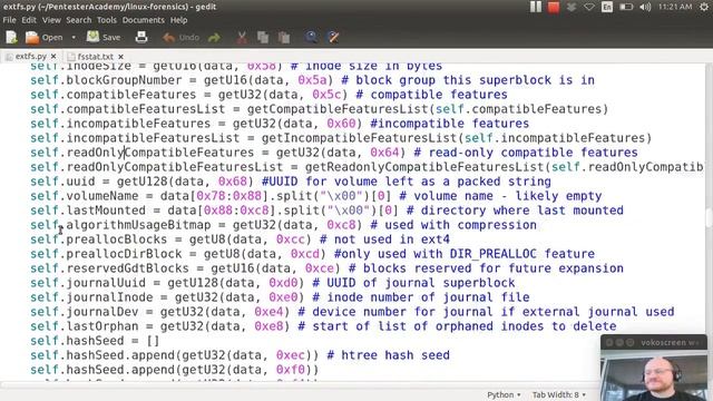 Pentester Academy Linux Forensics course Filesystem forensics part6 reading the superblock with py смотреть онлайн