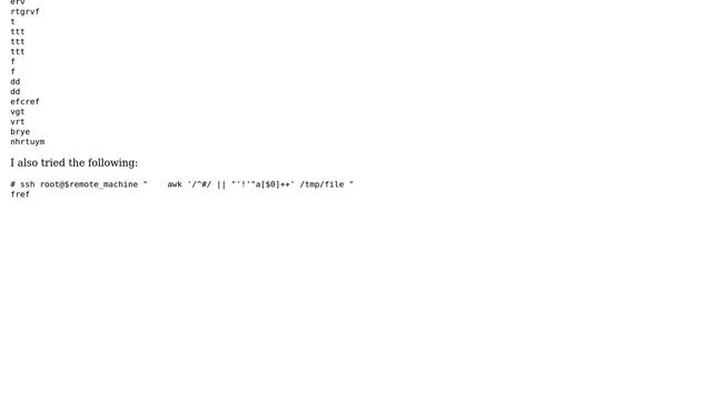 Unix & Linux: How to run a complex awk script on a remote machine? смотреть онлайн