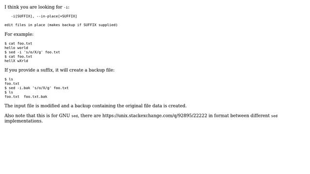 Unix & Linux: How can I get my sed command to make permanent changes to a file? (3 Solutions!!) смотреть онлайн
