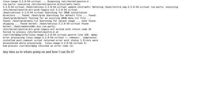 Ubuntu: Errors were encountered while processing linux-image-3.2.0-54-virtual смотреть онлайн