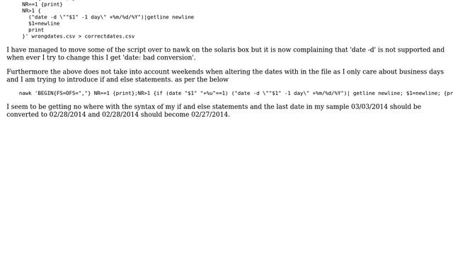 Unix & Linux: solaris awk problems with date and if statements смотреть онлайн