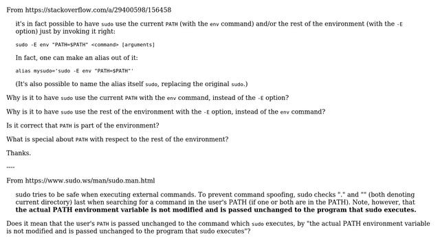 Unix & Linux: What is special about `PATH` with respect to the rest of the environment and sudo? смотреть онлайн