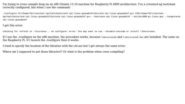 Unix & Linux: Cross compiling htop libncursesw not found смотреть онлайн