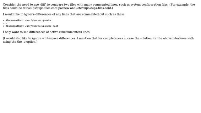 Unix & Linux: diff of config files showing only uncommented lines смотреть онлайн
