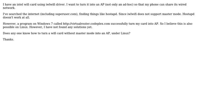 How to turn an intel wifi card into AP under Linux? смотреть онлайн