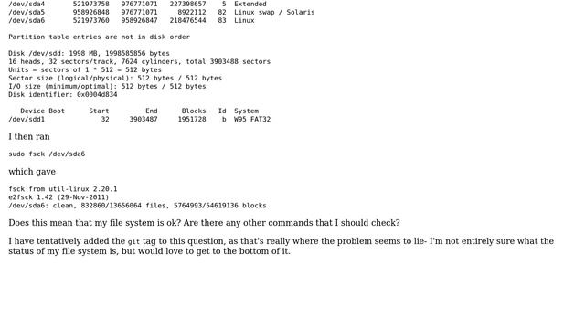 Ubuntu: Interpretting output from fsck смотреть онлайн
