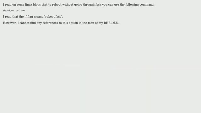 Unix & Linux: Why can't I find the -f option for shutdown command in man? смотреть онлайн