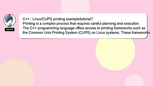 C++ : Linux/CUPS printing example/tutorial? смотреть онлайн