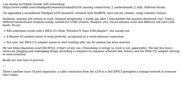 Unix & Linux: x230 upgrade, keep losing wifi (internal card, dongle) смотреть онлайн