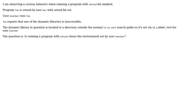 Unix & Linux: Environment settings on setuid executables смотреть онлайн