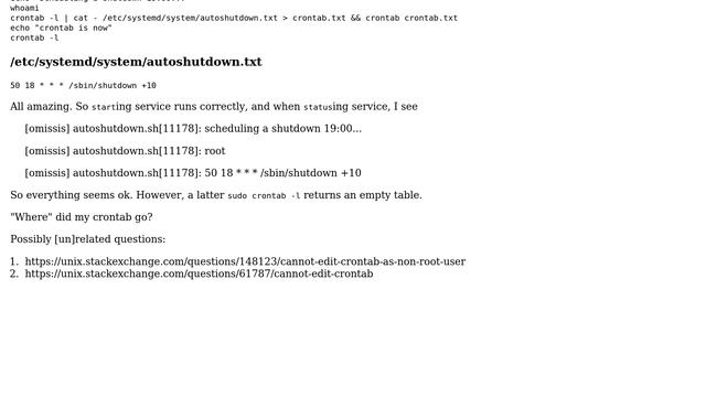 Unix & Linux: Cannot edit crontab from service смотреть онлайн