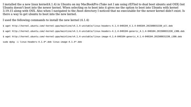 Ubuntu: Boot into new linux kernel 4.1.4 Ubuntu 15.04 смотреть онлайн