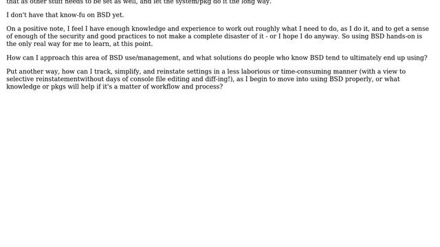 Saving config/pkg dirs on existing BSD install for reuse on clean install, and safe ways to do it? смотреть онлайн