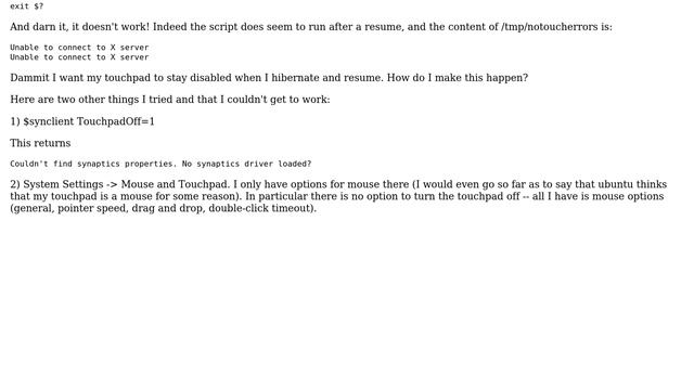 Ubuntu: Disabling touchpad after suspend/resume смотреть онлайн